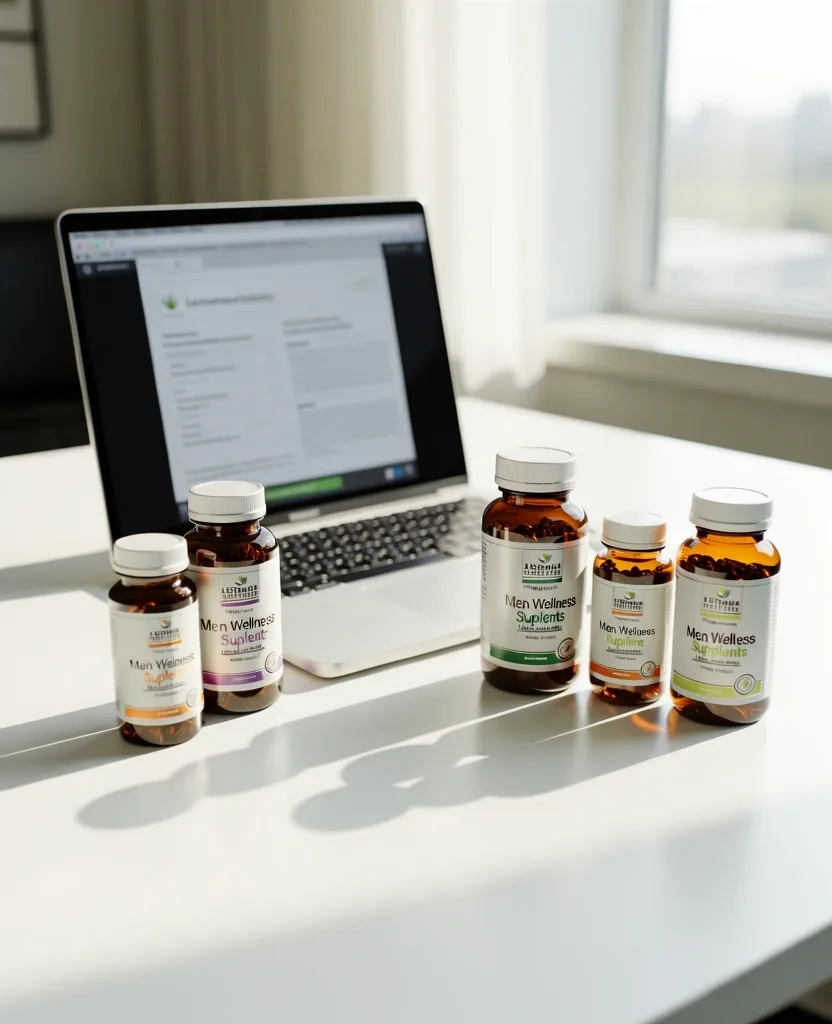 Men's health support products in laboratory setting